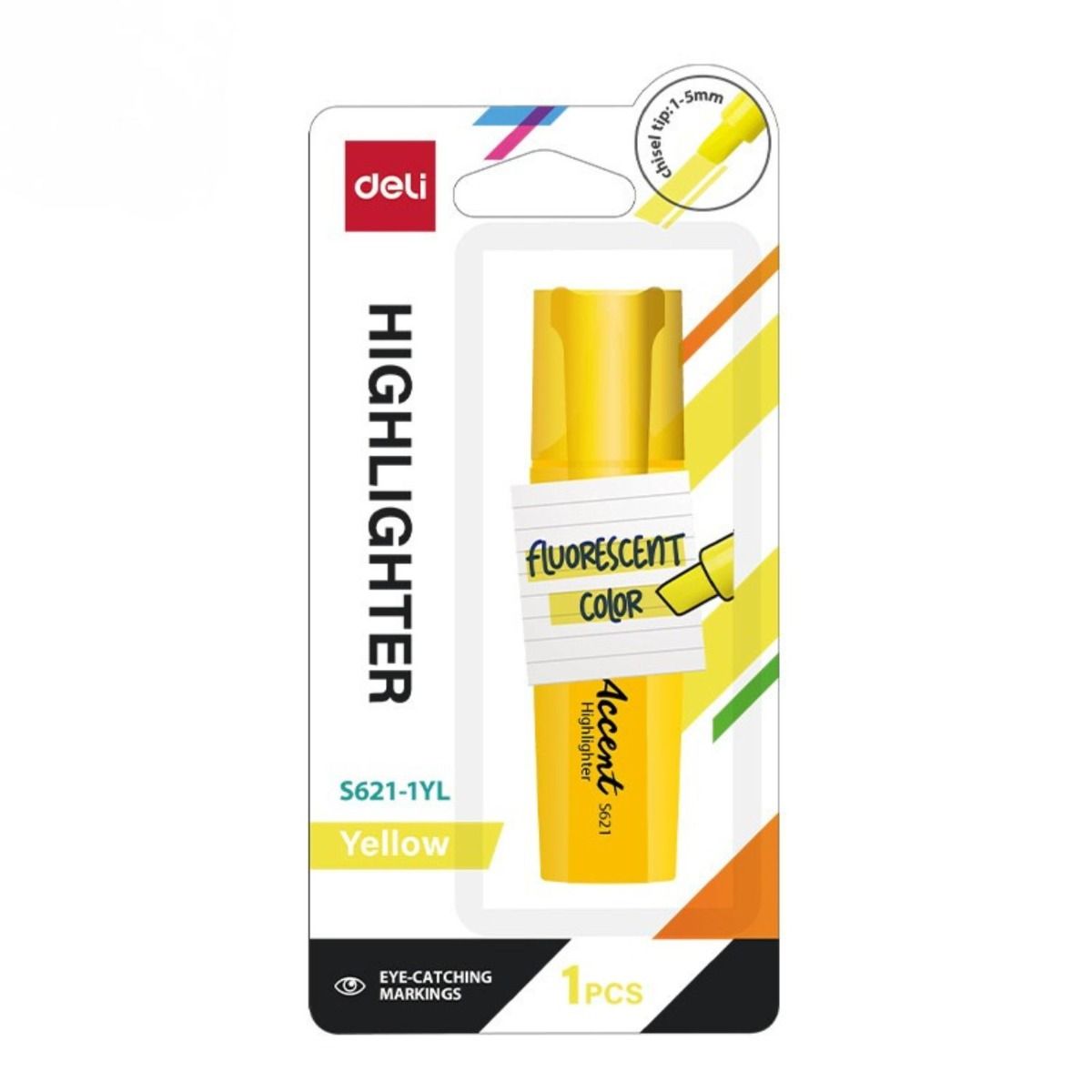 Zakreślacz 1-5mm seria Accentio żółty x1 blister DELI