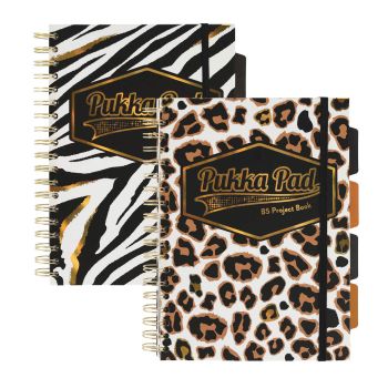 Zestaw Kołozeszytów w linię B5 w twardej oprawie, Motyw zwierzęcy Zebra i Lampart Pukka Pad 2 sztuki