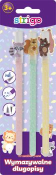 Wymazywalny długopis STRIGO Adventure ze skuwką, zestaw 3 szt. 