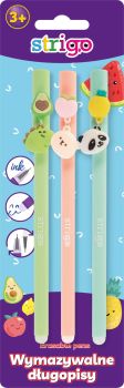 Wymazywalny długopis STRIGO Love ze skuwką, Fruits, zestaw 3 szt. 