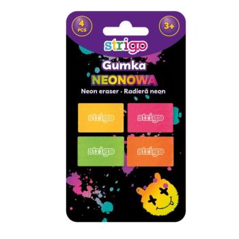 Zestaw gumek neonowych STRIGO 4 sztuki