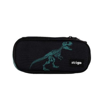 Piórnik szkolny STRIGO Dinozaur, prostokąt, czarny