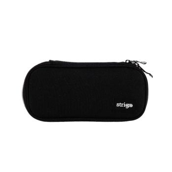 Piórnik szkolny STRIGO Classic , prostokąt czarny z szarym paskiem