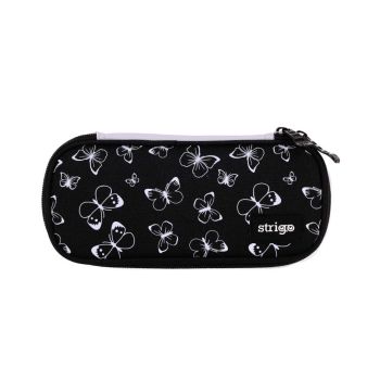 Piórnik szkolny STRIGO Motylki, prostokąt, czarny