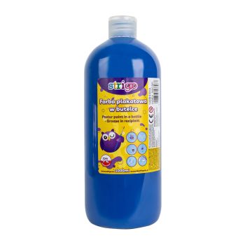 Farba plakatowa STRIGO w butelce, 1000 ml niebieska