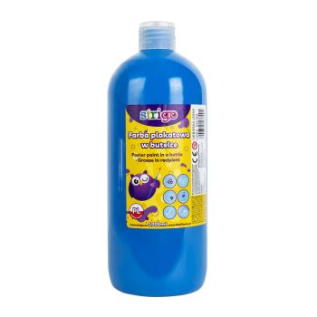Farba plakatowa STRIGO w butelce, 1000 ml jasnoniebieska