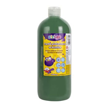 Farba plakatowa STRIGO w butelce, 1000 ml ciemnozielona