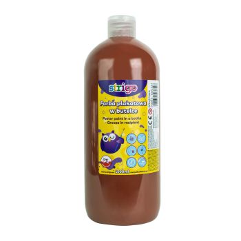 Farba plakatowa STRIGO w butelce, 1000 ml brązowa