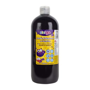 Farba plakatowa STRIGO w butelce, 1000 ml czarna