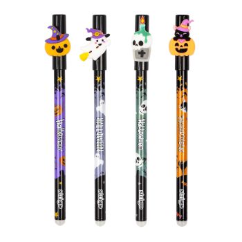Wymazywalny długopis STRIGO ze skuwką z serii Halloween - Duszek, Kot w dyni, Czaszka, Dynia
