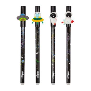 Wymazywalny długopis STRIGO ze skuwką z serii Kosmos - Ufo, Ufoludek, Kosmonauta, Kosmonauta na rakiecie