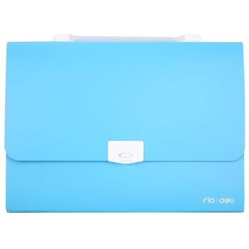 Teczka z rączką białą deli 7-przegródek seria RIO niebieska