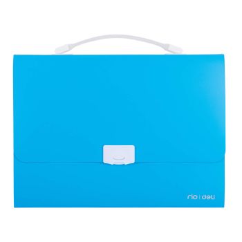 Niebieska teczka z białą rączką Deli 13-przegródek seria RIO
