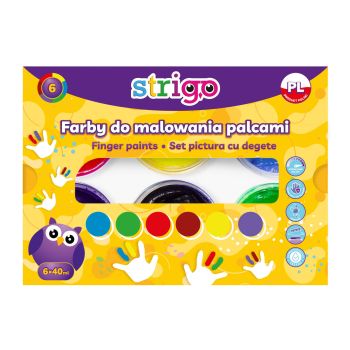 Farby do malowania palcami STRIGO, 6 kolorów