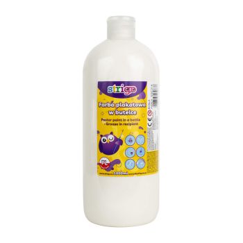 Farba plakatowa STRIGO w butelce, 1000 ml biała