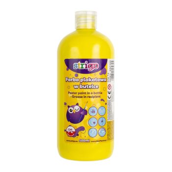 Farba plakatowa STRIGO w butelce, 500 ml żółta