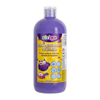 Farba plakatowa STRIGO w butelce, 500 ml fioletowa