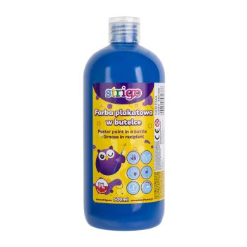 Farba plakatowa STRIGO w butelce, 500 ml niebieska
