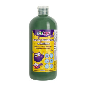 Farba plakatowa STRIGO w butelce, 500 ml ciemnozielona