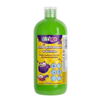 Farba plakatowa STRIGO w butelce, 500 ml jasnozielona