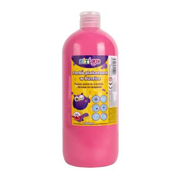 Farba plakatowa STRIGO w butelce, 1000 ml różowy