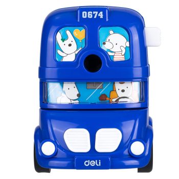 Niebieska temperówka Deli ręczna na korbkę seria cars