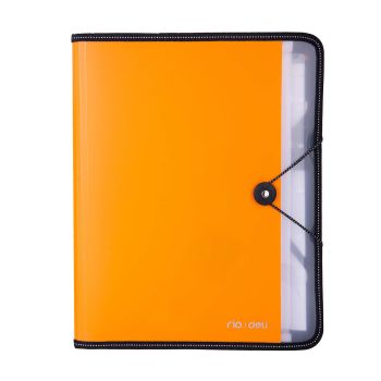 Pomarańczowa teczka z gumką deli A4 7-przegródek seria RIO