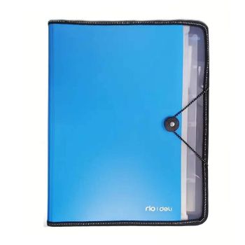 Niebieska teczka z gumką Deli A4 7-przegródek seria RIO