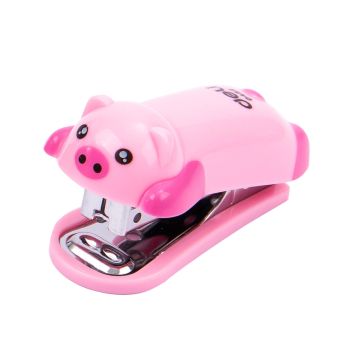 Zszywacz Deli do 15 kartek zszywki 10 świnka różowy