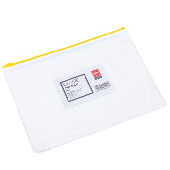 Teczka na suwak pozioma przezroczysta na dokumenty DELI A5 żółta