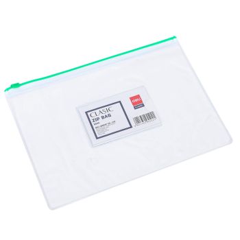 Teczka na suwak pozioma przezroczysta na dokumenty DELI A5 zielona