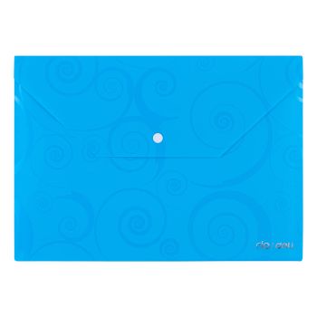 Niebieska teczka kopertowa Deli E39640 na zatrzask A4 seria RIO