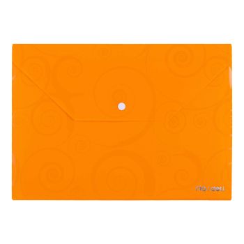 Pomarańczowa teczka kopertowa Deli E39640 na zatrzask A4 seria RIO