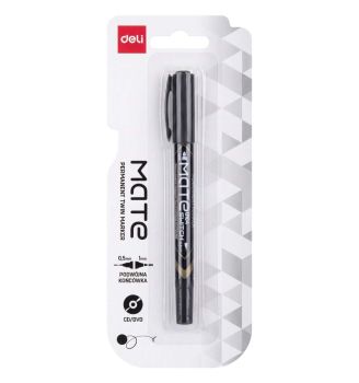 Marker permanentny dwustronny 1,0mm & 0,5mm czarny 1szt blister