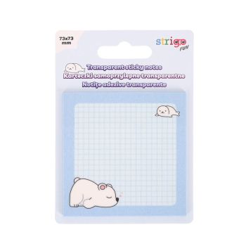 Transparentne karteczki samoprzylepne STRIGO 73x73mm 50 kartek niebieskie