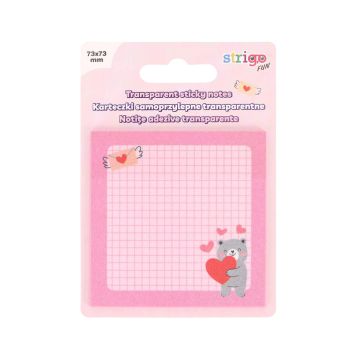 Transparentne karteczki samoprzylepne STRIGO 73x73mm 50 kartek różowe