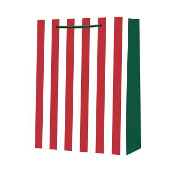 Torebka prezentowa w biało-czerwone paski 17,9 × 22,5 × 10 cm STRIGO PARTY 210 g
