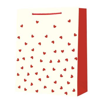 Torebka prezentowa w czerwone serduszka 26 × 32,5 × 12,5 cm STRIGO PARTY 210 g