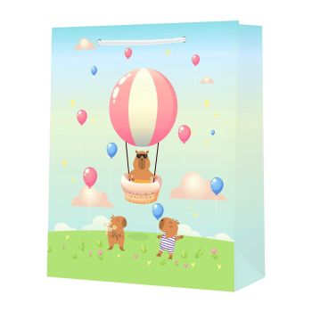 Torebka prezentowa STRIGO "Kapibara Balon" 26 × 32,5 × 12,5 cm, 210 g
