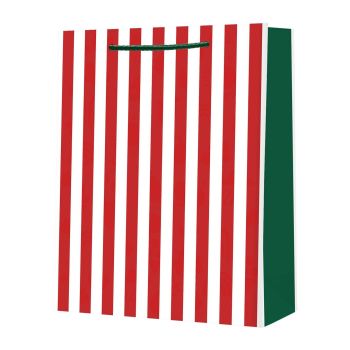 Torba prezentowa STRIGO PARTY w biało-czerwone paski, 26×32,5×12,5 cm