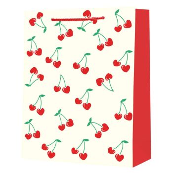 Torebka prezentowa duża wisienki serduszka 32,5 × 44,5 × 12,5 cm STRIGO PARTY 210 g