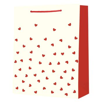 Torebka prezentowa duża w czerwone serduszka 32,5 × 44,5 × 12,5 cm STRIGO PARTY 210 g