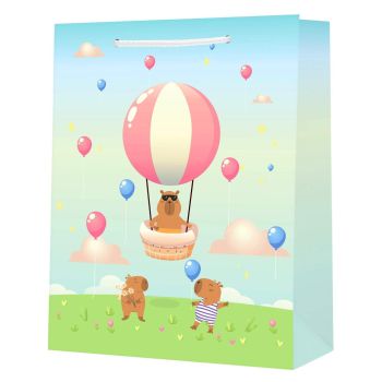 Torebka prezentowa STRIGO "Kapibara Balon" 32,5 × 44,5 × 12,5 cm, 210 g