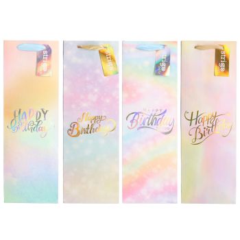 Torebka prezentowa STRIGO na butelkę "Urodziny" 12 × 36 × 9 cm, 210 g