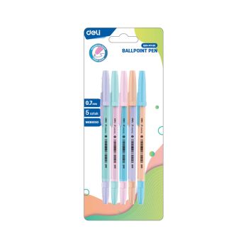 Długopis 0,7 mm w pastelowej obudowie niebieski 5 szt blister