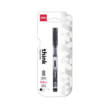 Pióro kulkowe 0,5 mm seria Think czarny 1szt blister Deli
