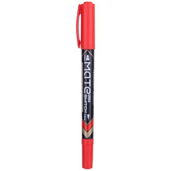 Czerwony permanentny marker DELI dwustronny 1,0mm & 0,5mm