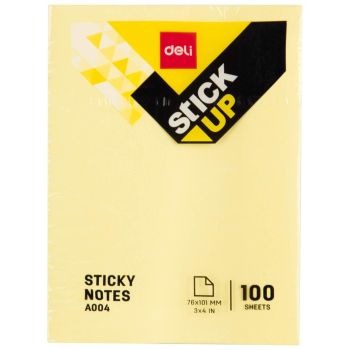 Notes samoprzylepny Deli 76mm*101mm 100 kartek żółte