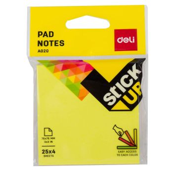 Notes samoprzylepny Deli A02002 76mm*76mm 4*25 sztuk mix kolorów