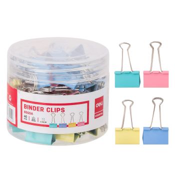 Klips do akt 19mm Deli 8555A mix kolorów opak.40 sztuk